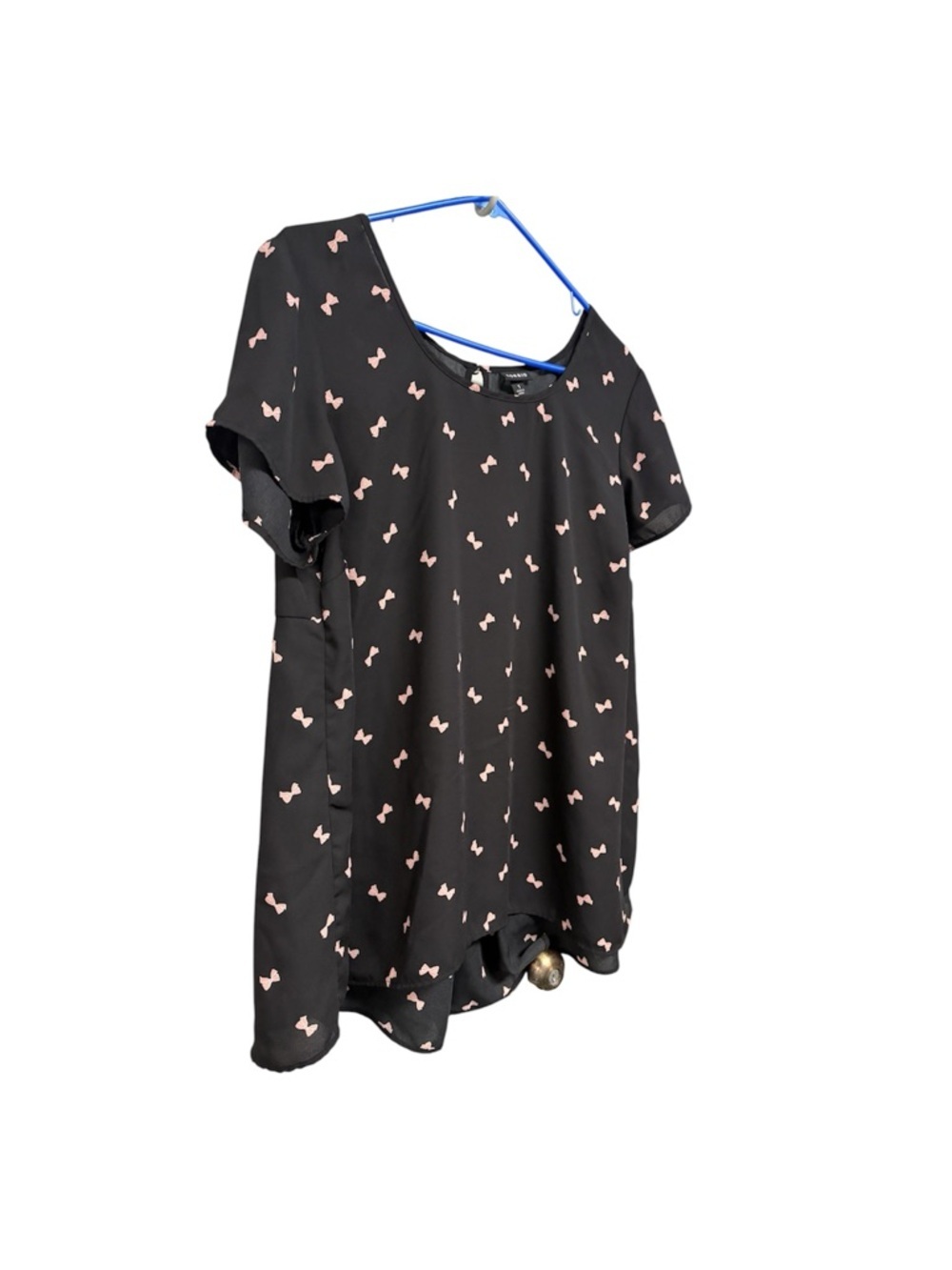 Torrid Black Bow Print Blouse Short Sleeve Flowy Top - Picture 3 of 6